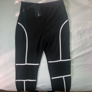 Fashion Nova Black Legging with Mesh and Piping